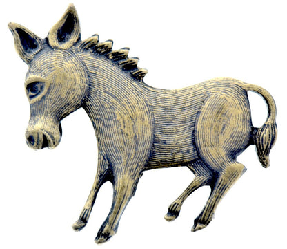 28mm Donkey Burro Metal Stamping, Antique Gold or Silver, Pack of 6