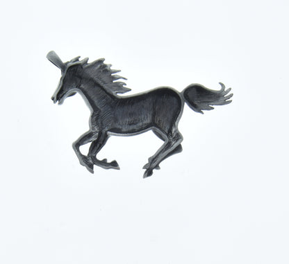 Horse pendant, cast and satin silver finish, 3" wide x 2" tall, hollow back, each