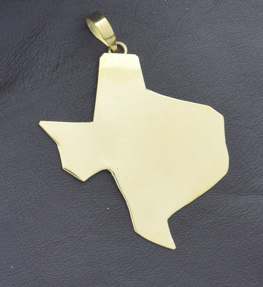 Texas state brass gold pendant, pack of 2
