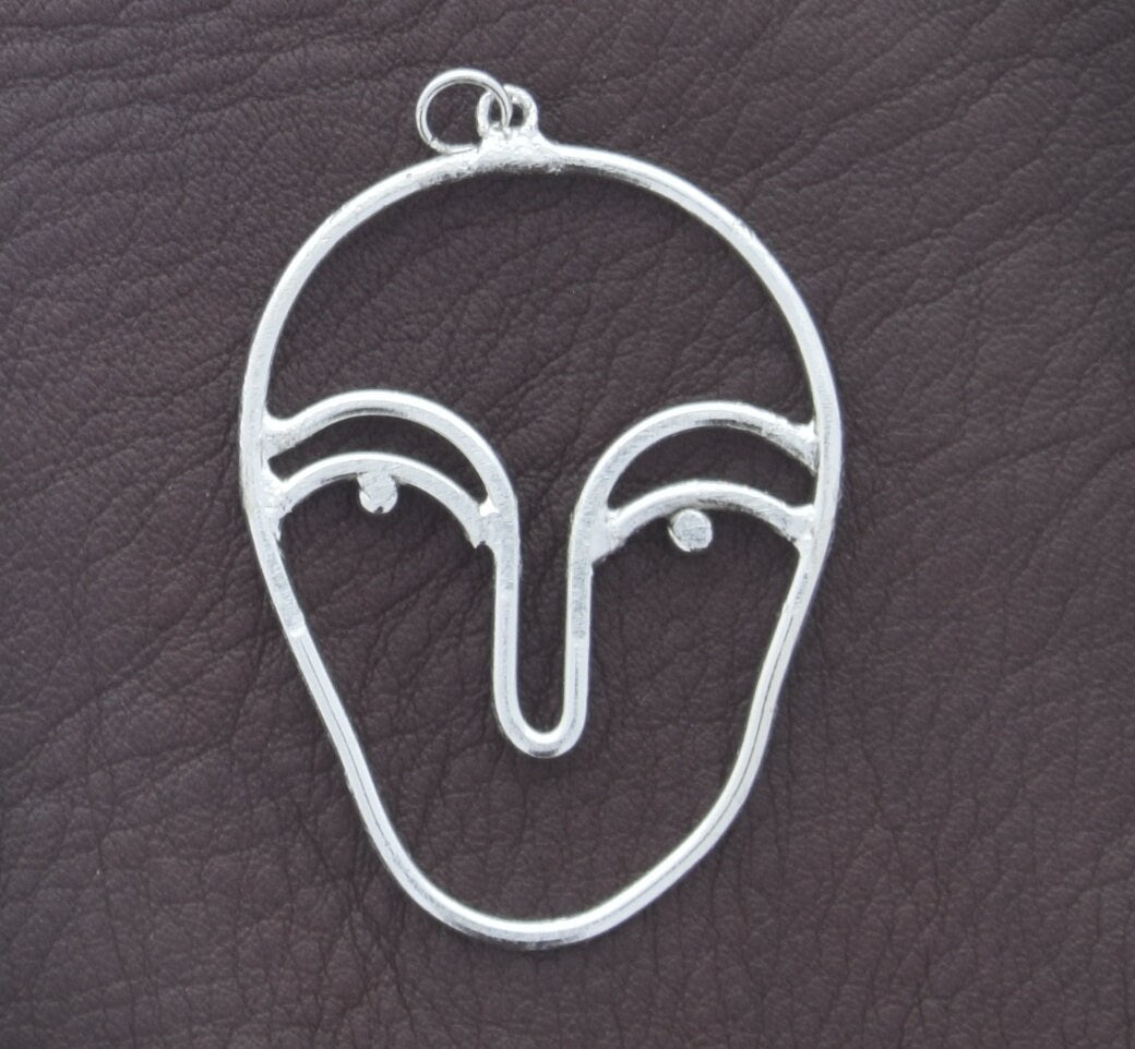 Silhouette Face wire pendant or charm, silver or gold, handmade, pack of 2