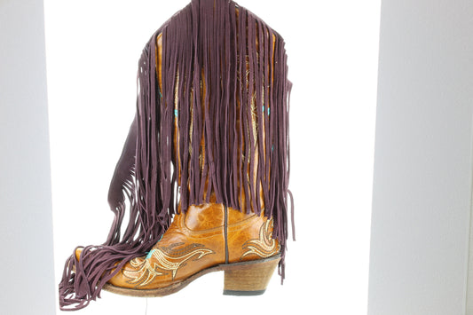 Fringe Dark purple, Merlot, 10 inch length with 1/2 bias at the top. sold by the foot