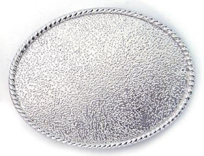 Belt Buckle Blank Bases, Silver Textured Oval, 1 each