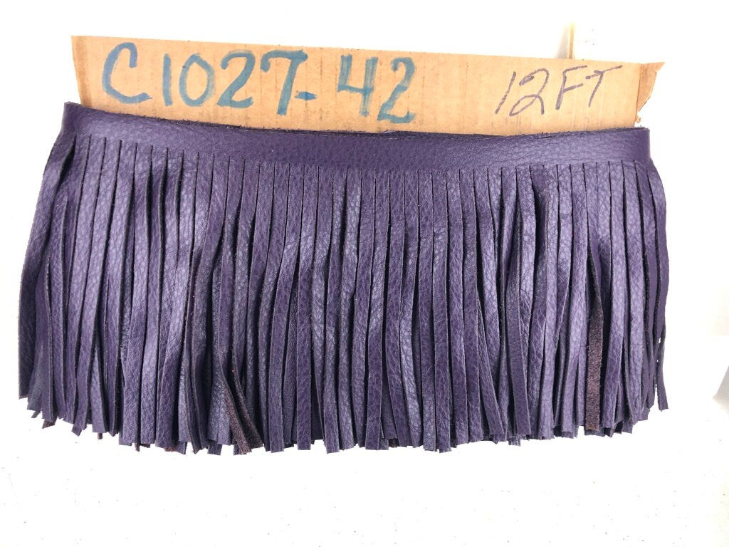 Dark purple  Fringe for embellishment of purses, jackets or other accessories, Sold by the foot (30 cm)