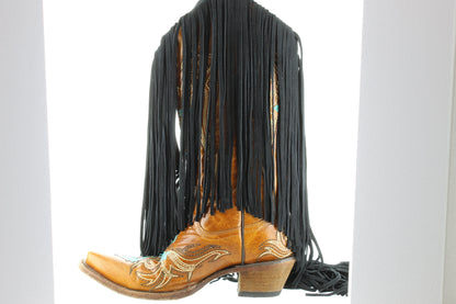 Fringe Suede Leather, 10 inch length with 1/2 bias at the top, Made in USA, sold by foot C1027-light pink Suede