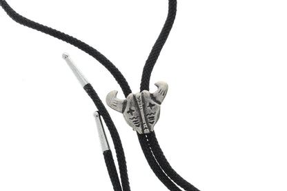 Santa Fe Southwest Cow Skull Bolo Tie, antique silver, gift bag, Choose 36" black, jute, red, olive green or turquoise cord, Handmade, each