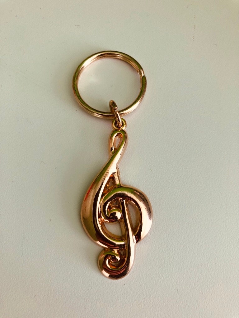 Treble Clef KeyChain, Gold plated, pack of 4