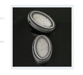 2 Photo Bezel Beads, Square Or Oval, Slider Pendants, Silver