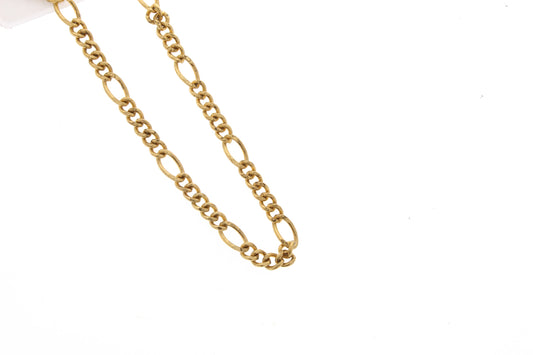 Figaro Chain Necklace or Bracelet, Burnished GOLD Finish, Choose 7.5", 16", 20", 24" or 32" length, Made in USA, Each