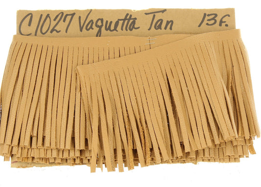 Vaquetta tan  Fringe for embellishment of purses, jackets or other accessories, Sold by the foot (30 cm) - C1027 Vaquetta Tan