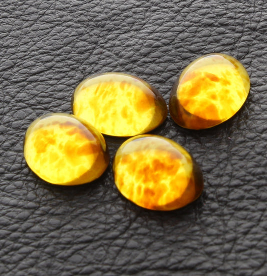 Amber Yellow Gold Foil Back Stone Oval Cabochons, 18x13mm, made in Germany, Lucite, Pack of 12