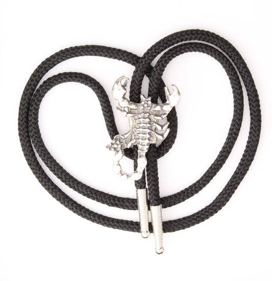 Scorpion Western Bolo Tie, Antique silver, 36" black or red cord, Made in USA, Each
