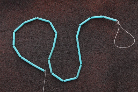 Lucite Tube Beads Chinese Turquoise Lucite Tube Beads, 12 inch Strand