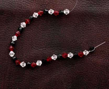 6mm Red, Black, Clear Crystal Faceted Bi-cone Crystal Beads, 6mm, Bead Strand