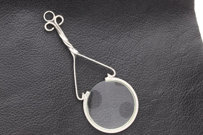 Magnifying Glass Necklace,  vintage gold or silver, 36" length, HandMade in USA