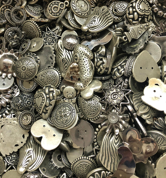 Vintage Buttons & Cabochons, Antique Silver or Gold, flat back, no shank or holes, assorted styles, 1.00 each, 10 piece minimum, MixButtons