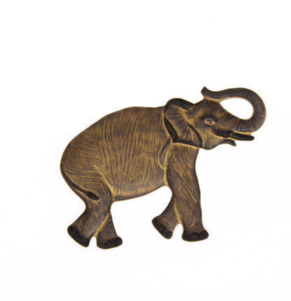 Antique Gold Elephant Stamping, 73mm, pack of 6