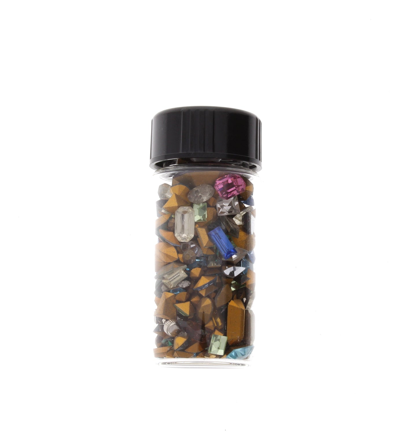 Jar of Vintage Faceted Crystal Chaton Stones, Gold Foil Back, 56x25, 1 vial