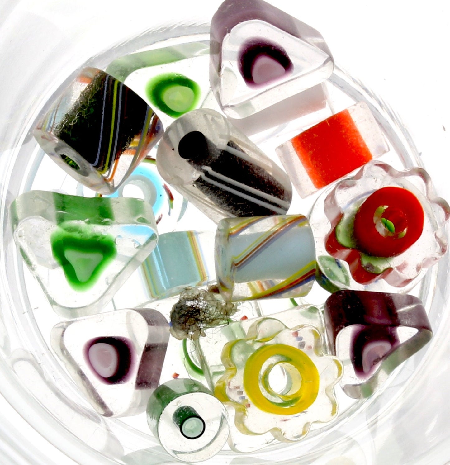 Jar of Assorted Art Glass Handcrafted Beads,  56x25, one vial per sale