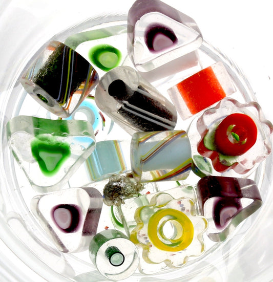 Jar of Assorted Art Glass Handcrafted Beads,  56x25, one vial per sale