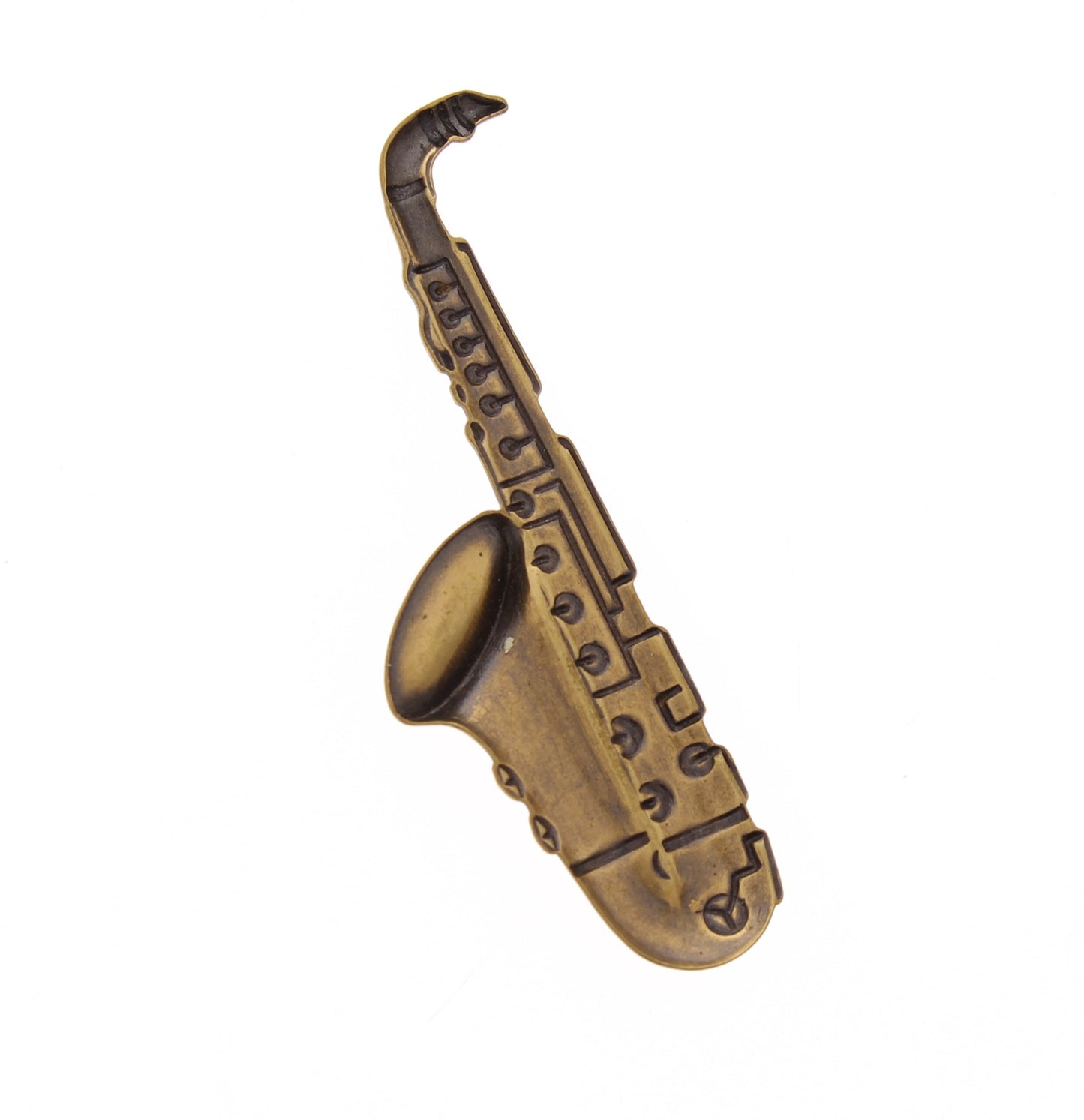 Vintage Saxophone Instrument Musical Charm, Antique Gold or Antique Silver, 59mm, Made in USA, pack of 6