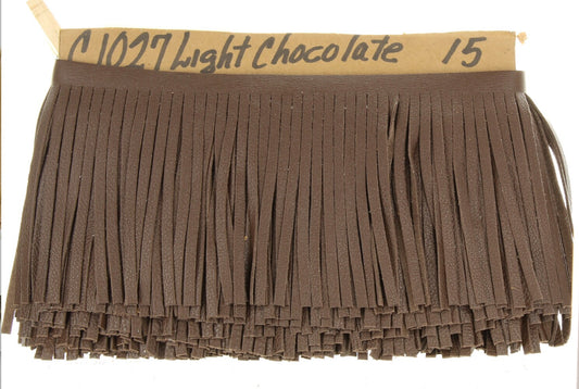 Light Chocolate Leather Fringe for embellishment of purses, jackets & other accessories, sold by foot (30 cm)