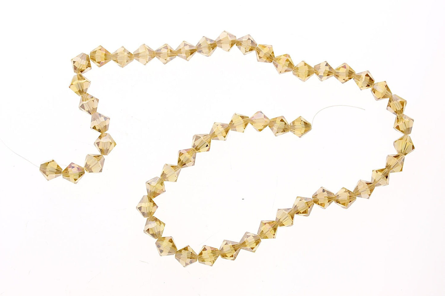 Topaz  Yellow faceted bicone beads, fire-n-Ice crystal, 8mm, Strand