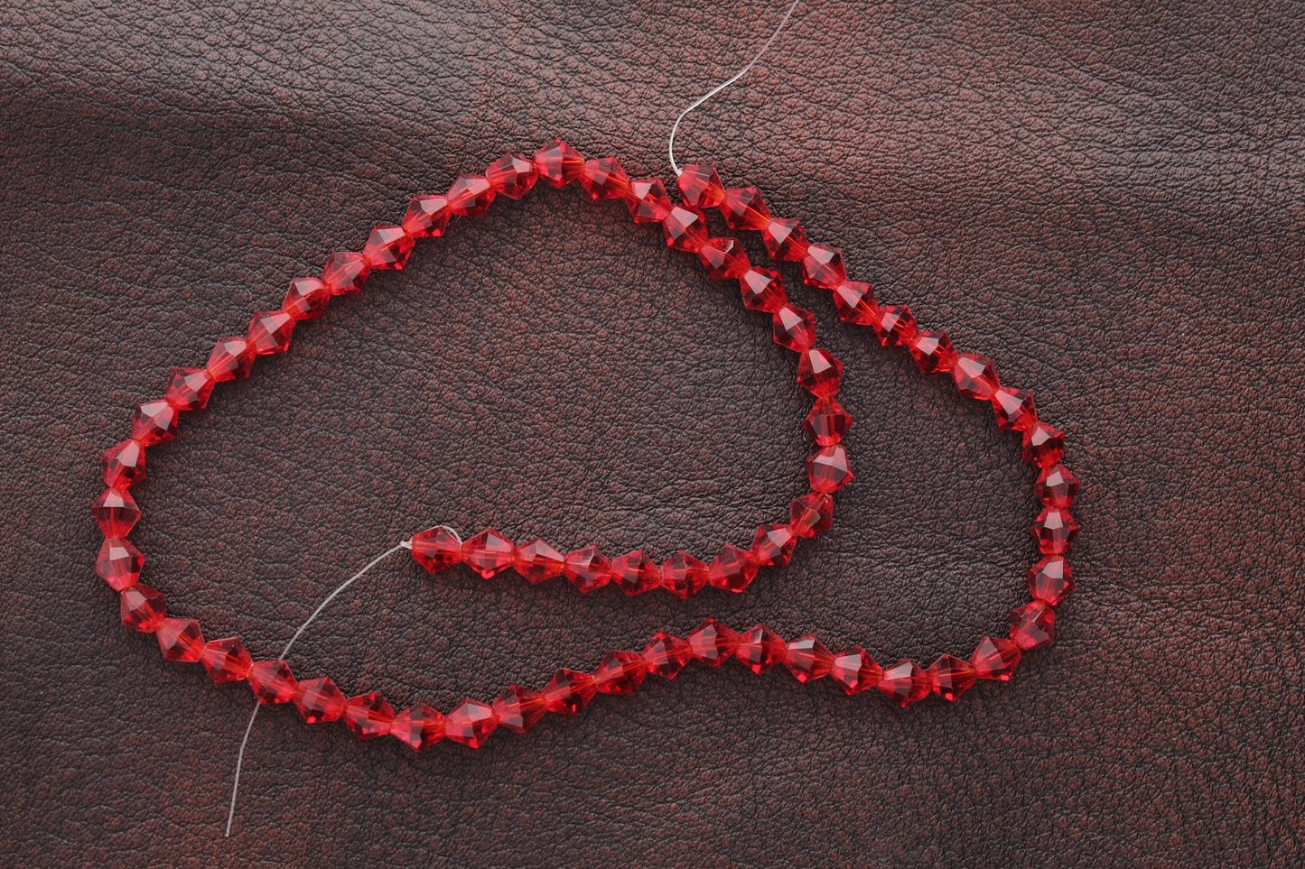 Red Faceted Bicone Crystal Beads, 6mm Fire-n-Ice, strand