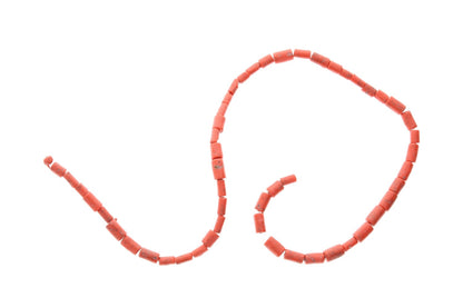 Salmon Red Lucite Tube Beads, 3-4mm, pack of 45 beads