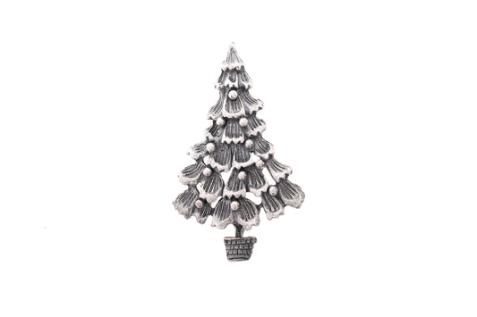 Christmas Tree Pendant or Pin, 66mm, cast, Classic Silver, made in USA, Each