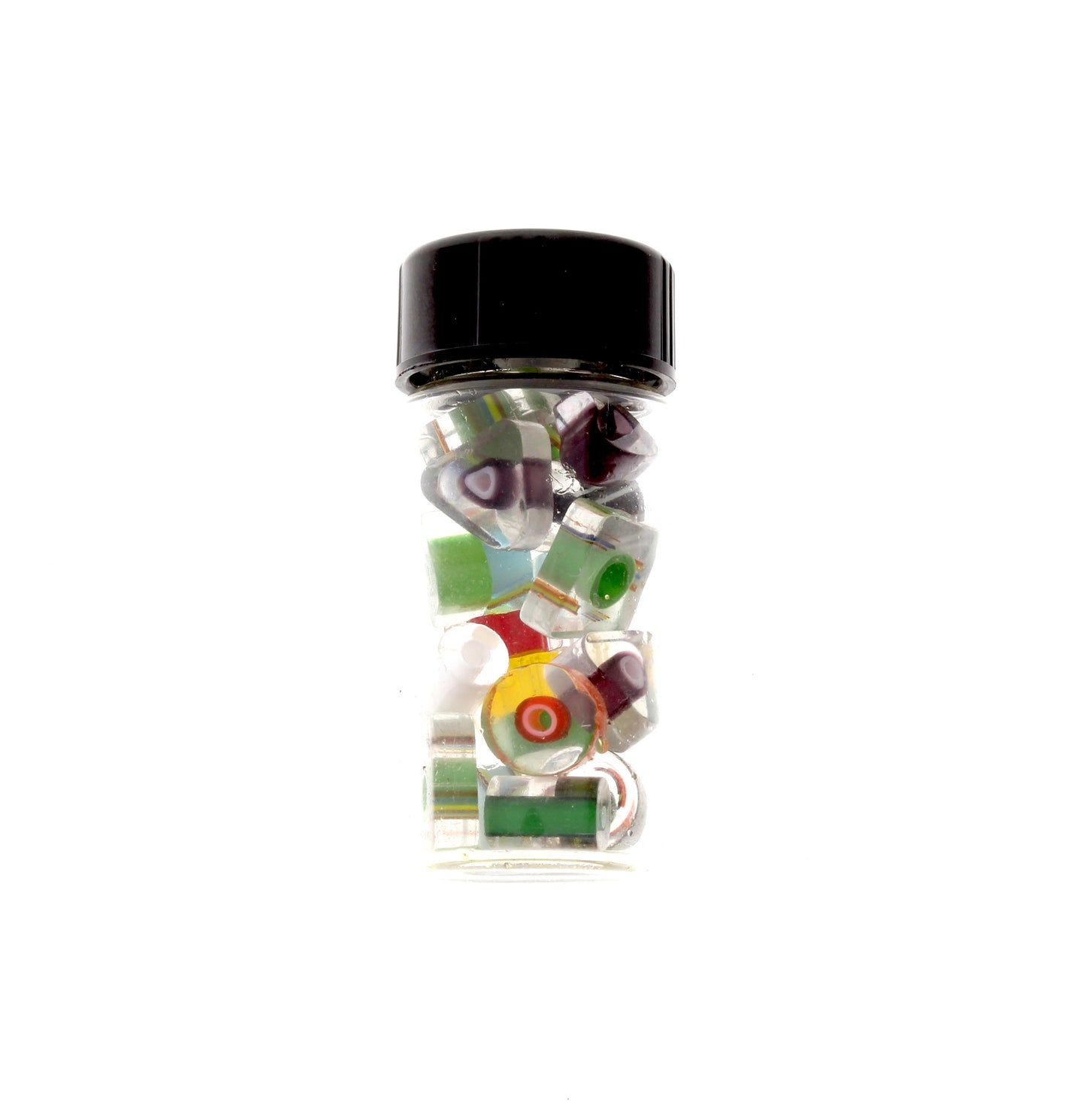 Jar of Assorted Art Glass Handcrafted Beads,  56x25, one vial per sale