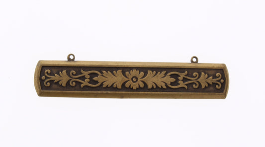 59mm Vintage Floral Bar Pin Stamping for Chatelaine or Barrette, Antique Gold or Silver, Made in USA, pack of 6