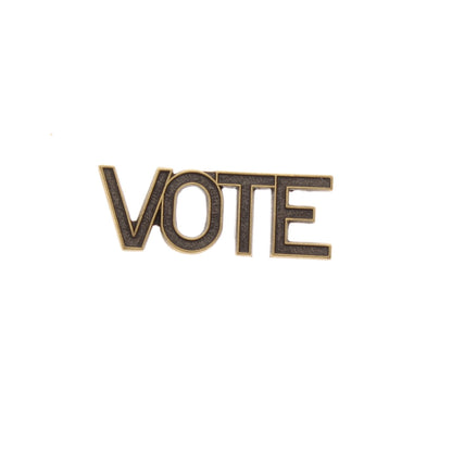 Vote Metal Charm, antique gold plate, 21mm, Made in USA, Pack of 6