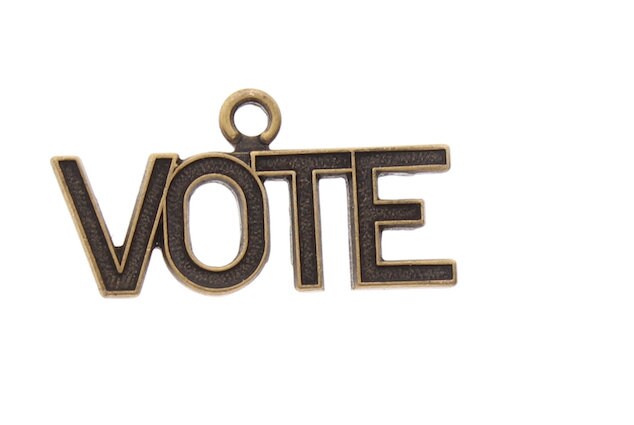 Vote Charm,Brass antique finish, Made in USA, Pack of 12 or 6