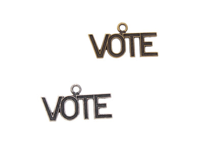 Vote Charm,Brass antique finish, Made in USA, Pack of 12 or 6