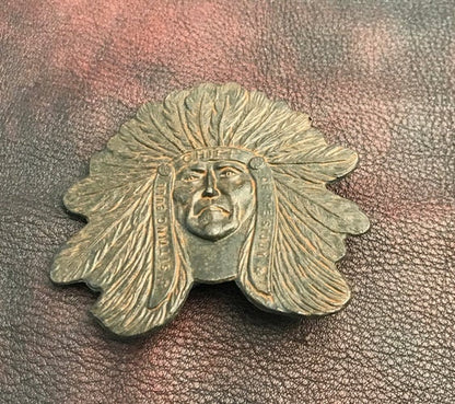 Belt Buckle, Indian Chief, Made in USA, Antique Gold, Silver, or Rustic Brown, Each