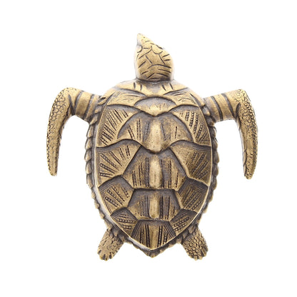 Turtle Bolo Tie in Gift Bag, Antique gold on 36" woven cord HandMade in USA, Each