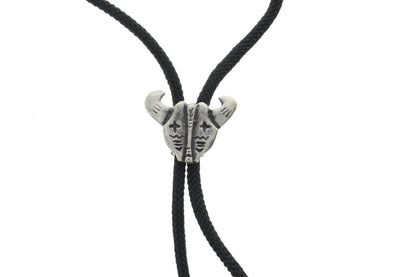 Santa Fe Southwest Cow Skull Bolo Tie, antique silver, gift bag, Choose 36" black, jute, red, olive green or turquoise cord, Handmade, each