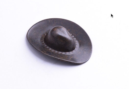 Cowboy Hat Metal Jewelry Charm Stamping, Rustic Finish or Antique Silver, Made in USA, Pack of 3