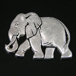 55mm Walking Elephant Pin Cabochon Jewelry Finding, Antique Silver, Flat Back, pack of 2