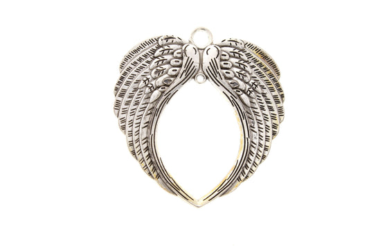 Angel Wing Pendant, 74mm, classic silver or vintage gold, Each