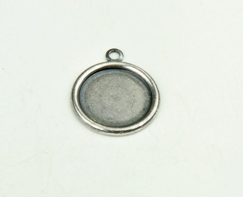 Metal Stamping Tag Charms, 16mm with loop, Classic Silver, made in USA, pack of 6