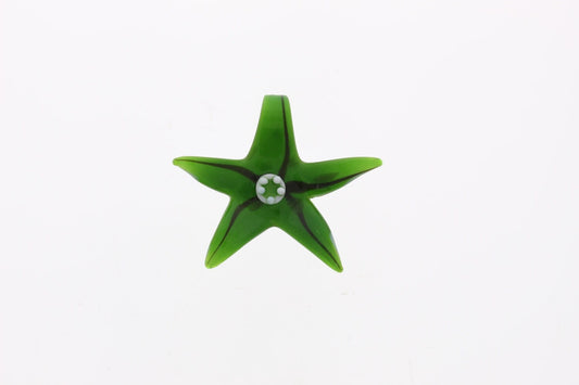 Glass Focal Pendant 1 each, Murano Style Glass Star "Green Poinsettia" Pendants, 65mm OE 1316