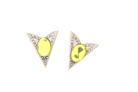 Western Collar Tip, antique silver with yellow stones, Made in USA, sold by the pair     02601-1