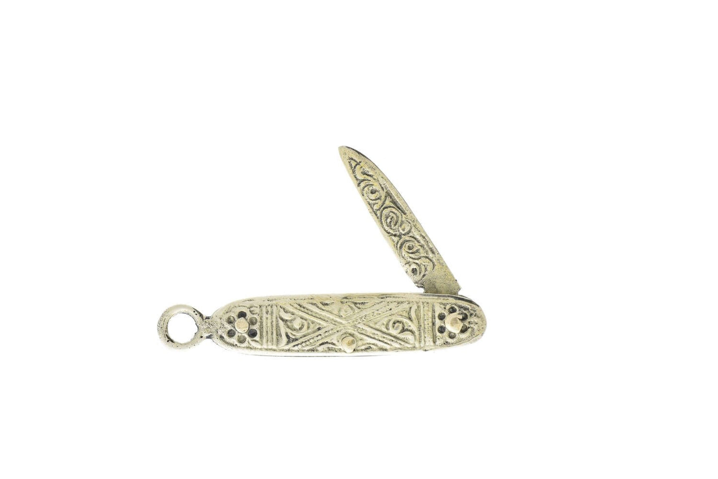 Pocket Knife Charm, 40mm, antique gold, Made in USA, Each