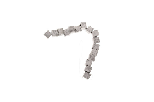 6mm Cubed Spacer Beads, Large Hole Bead for Macrame and cords, Cast Silver Alloy, 16 beads per strand