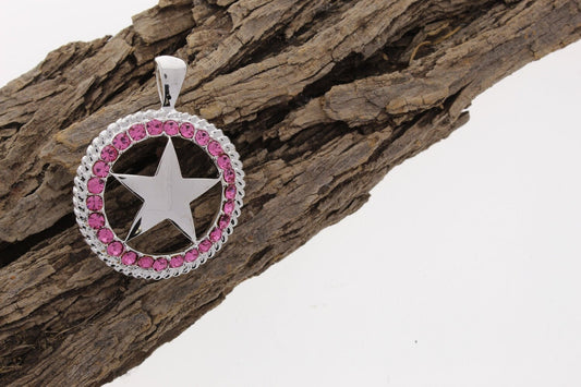 Lonestar 42mm Silver Lone Star Rose Crystal Pendant, Each