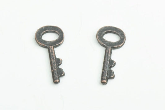 21mm Skeleton Key Charms, Antique Silver or Antique Copper, cast pewter, Made in USA, pack of 6