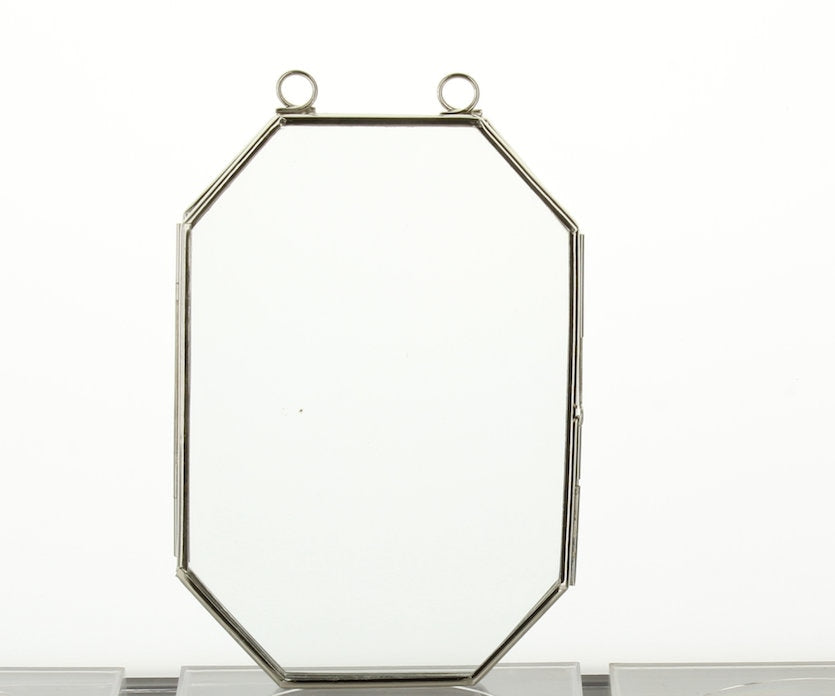 Glass Frame (Octagon) for framing pressed flowers or found objects, Flat, 5 x 3.5, sold by 2  Each Frame  NB105.79