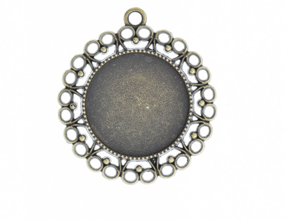 Filigree Bezel Pendant, 25mm setting, Vintage Gold, Pack of 3 (P4416AG)