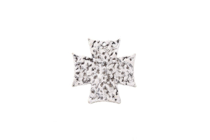 Hammered Dimpled Cross Charm, Classic Silver, 46mm, pack of 6